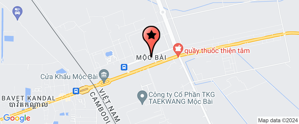 Map go to Ben Xe Khach Moc Bai Joint Stock Company