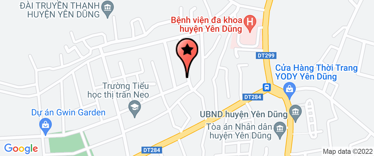 Map go to phat trien quy dat Yen Dung District Center