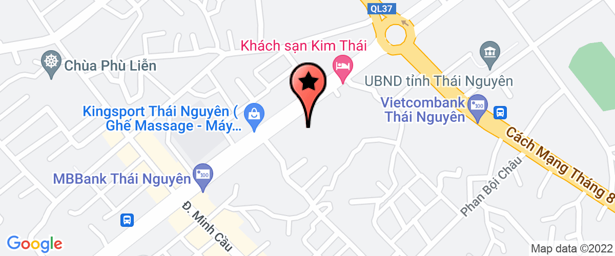 Map go to Cong an Thanh Pho Thai Nguyen